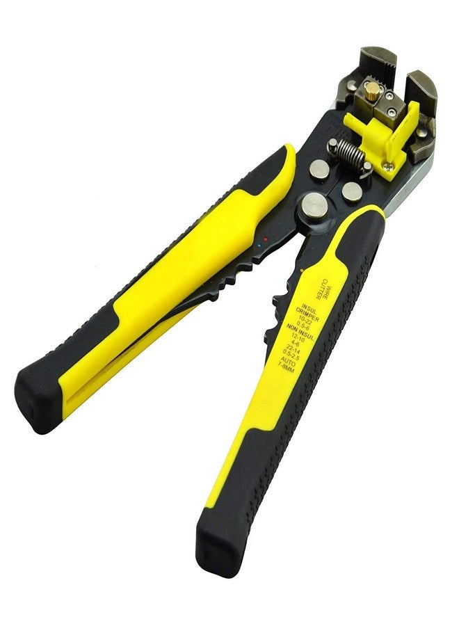 DOTCOM 8-Inch Self-Adjusting Automatic Cable Cutter Crimper, 5 in 1 Multipurpose Tool Wire Stripping Cutting Pliers, 10-24 AWG (0.2~6.0mm²) (Yellow) (DT-7) - Image 1